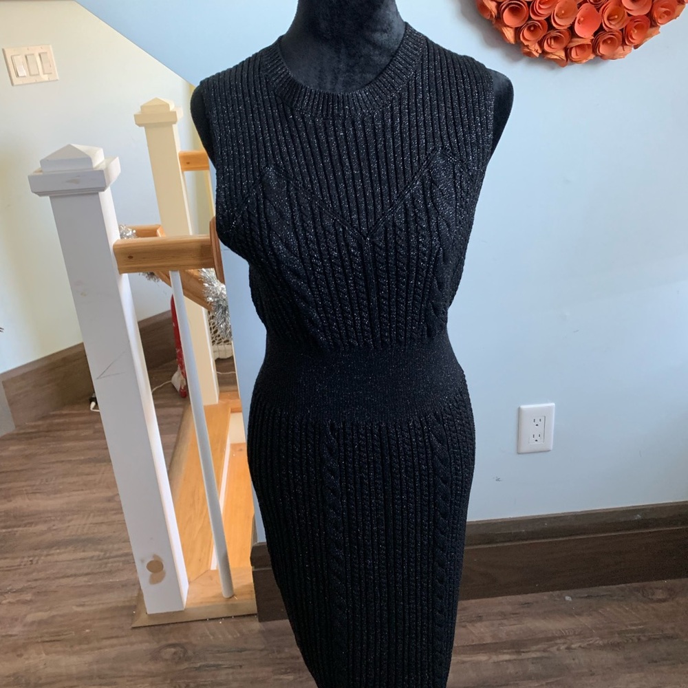 Brooks Brothers knit black with sparkle calf length dress